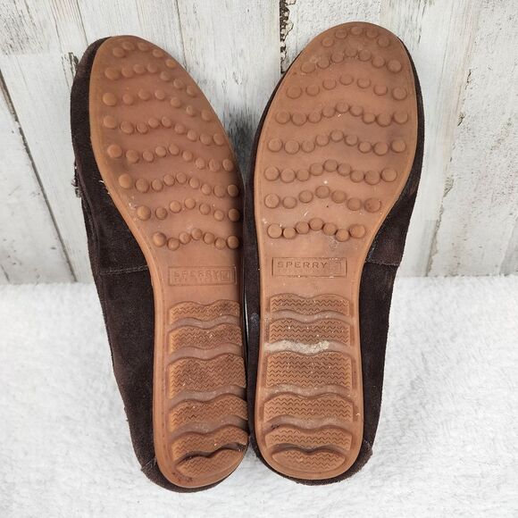 Sperry Topsider Suede Leather Loafers Brown Size 7.5 - Picture 7 of 11